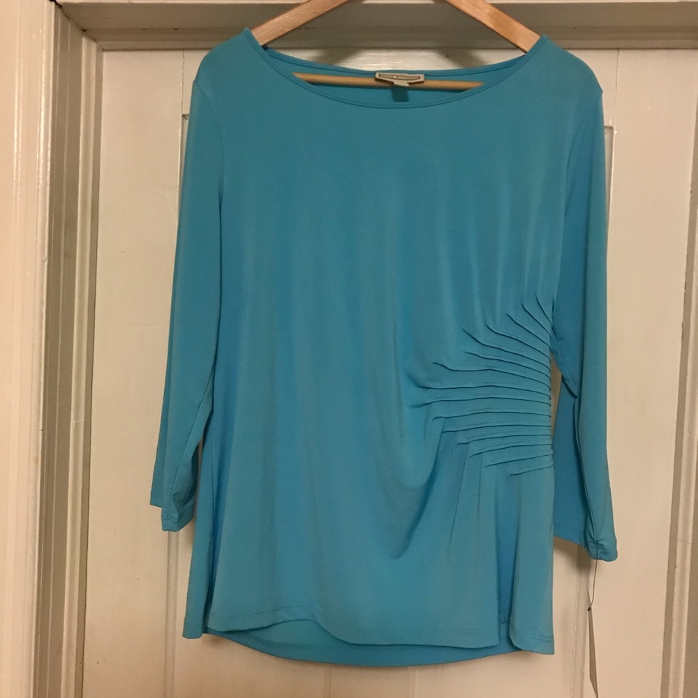 NWT Dana Buchman stretch turquoise 3/4 sleeve top